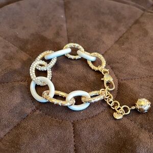 Brighton pebble pave Gold/white link Bracelet